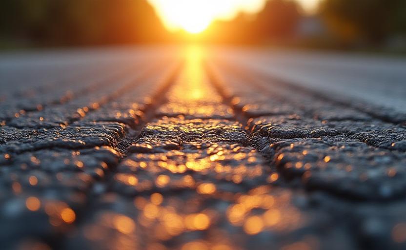 Nahaufnahme von hochwertigem Naturstein-Straßenbelag mit Gold-Akzenten