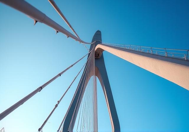 Blick auf eine architektonisch anspruchsvolle Brücke